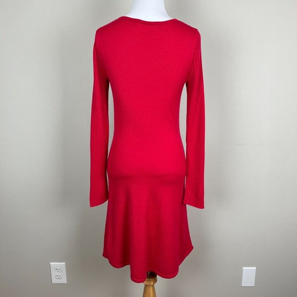Krimson Klover Sweater Dress Womens XS Red 100% Merino Wool Long Sleeve V Neck - Picture 7 of 13